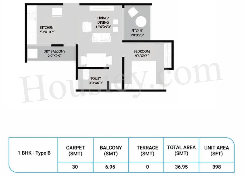 Parklane LifeSeason Unit plan - 398 sq.ft.
